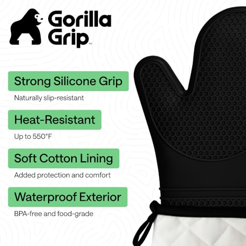 Silicone Oven Mitts (Black / 14.5" Oven Mitts)
