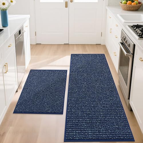 Kitchen Rugs and Mats 2PCS Non (Blue / 20"x32"+20"x48" (Rectangular))