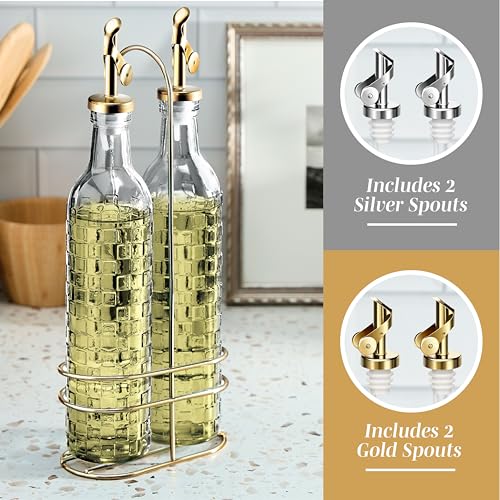 Glass Olive Oil Bottle Dispenser (Checkered / Clear)