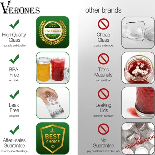 Mason Jars 15 PACK 8 OZ Canning Jars Jelly Jars With Regular Lids