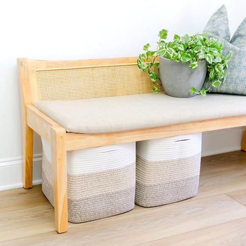 13 Inch Cube Storage Bins Cotton Rope Woven Baskets for Organizing 3 (3-Tone Brown / 13 x 13 x 13 (Standard))