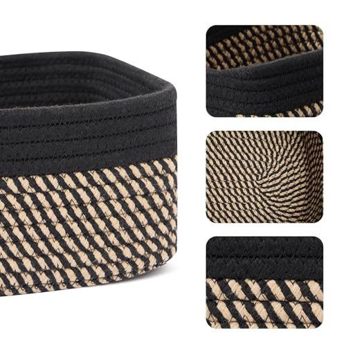 Small Storage Baskets for Organizing (4pcs-L11.5xW7.5xH4.7" / Black/Brown)