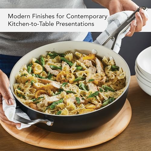 Hard Anodized Ceramic Nonstick Saute Pan with Lid (Matte Black / 5 Quart)