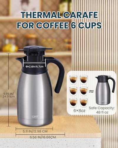 51Oz Stainless Steel Thermal Coffee Carafe with Lid (Silver / 50.7 Ounces)