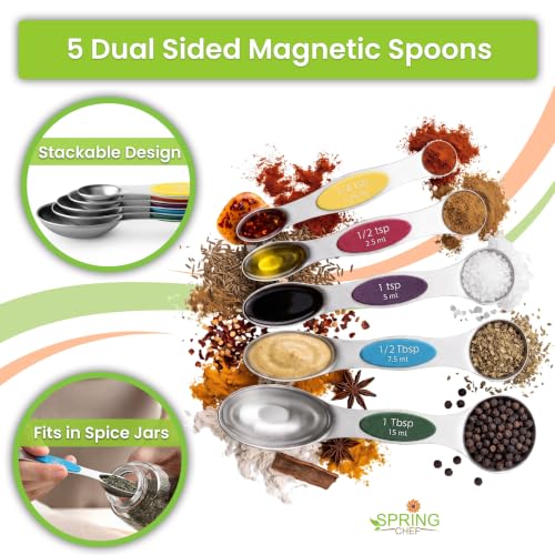 9 Magnetic Measuring Cups & Spoons Set w (Multicolor)