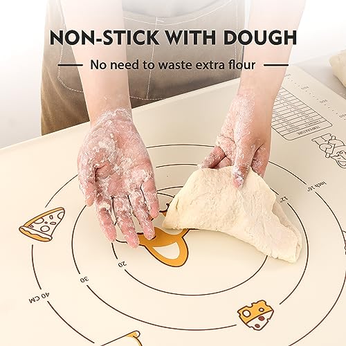 Silicone Baking Mat Sheet and Pastry Dough Cutter (Creamy white / 32"L x 24"W)