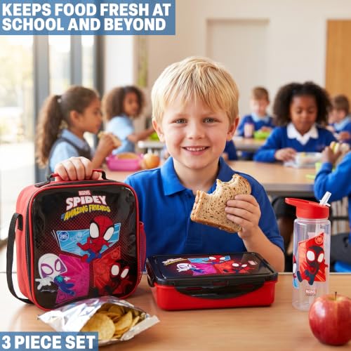 Marvel Spidey and His Amazing Friends Boys Lunch Box 3Pc Set (Black/Multi Spidey)