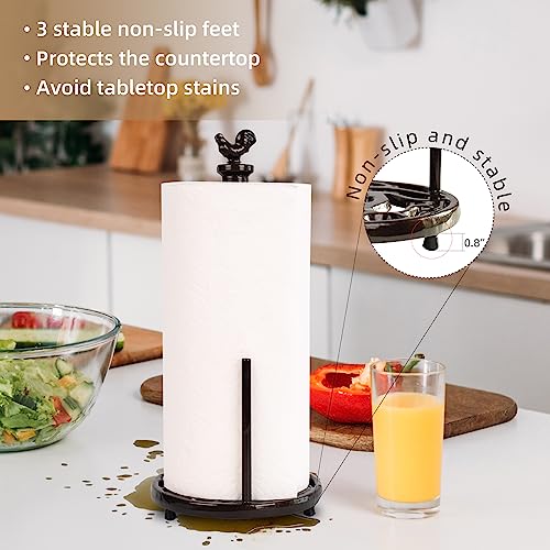 Cast Iron Rooster Paper Towel Holder for Kitchen Countertop (Coffee Gold-rooster)
