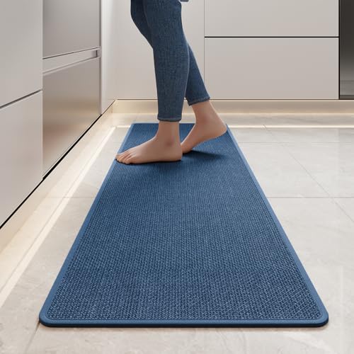 Long Kitchen Runner Rugs Kitchen Mat Non Slip Washable Blue 17"x59"