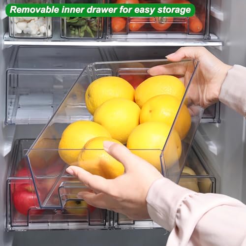 2 Pack Stackable Refrigerator Organizer Bins with Pull (2 Count)