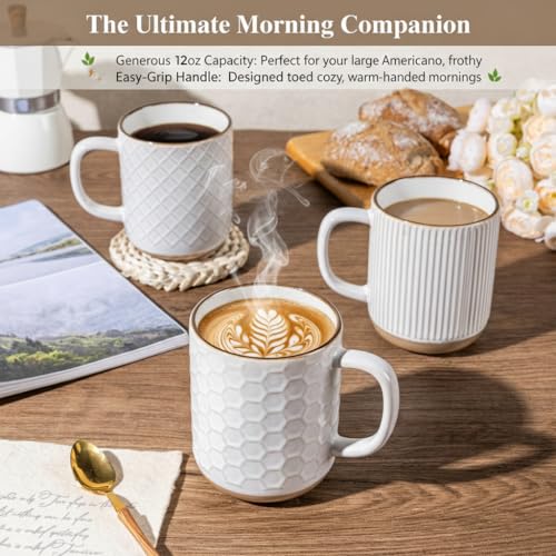 Coffee Mugs Set of 4 (Off-White / Set of 4 (12 Ounces))