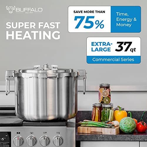 37 Quart Stainless Steel Pressure Cooker Extra Large Canning Pot with Rack and Lid for Commercial Use (37 Quarts / QCP435)