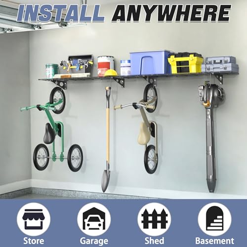 2 Pack Garage Wall Shelves (Black / 12*48inch)