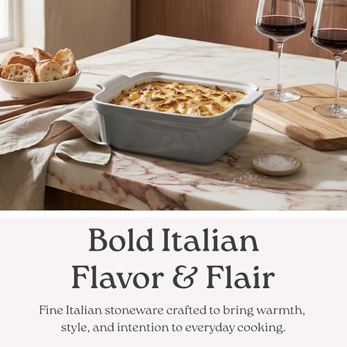 Stoneware Casserole Dish Bakeware with Lid (2.5 Qt / Deep Red)