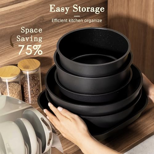 23 Pcs Pots and Pans Set Non Stick (Black / 23 Piece)