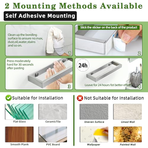 Hand Towel Holder Towel Bar for Bathroom Wall Mounted 8 Inch (Brushed / 8-Inch)