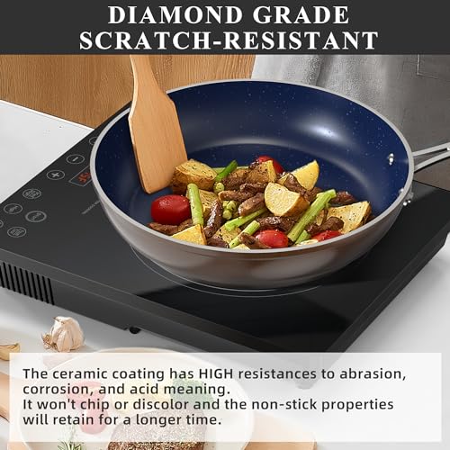 Healthy Duralon Blue Ceramic Nonstick Cookware Set (Metallic Mocha Brown / 12pc Cookware Set / Cookware Set)