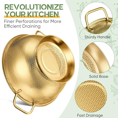 3 Pcs Stainless Steel Colander Set Metal Mesh Strainers (3 Count)