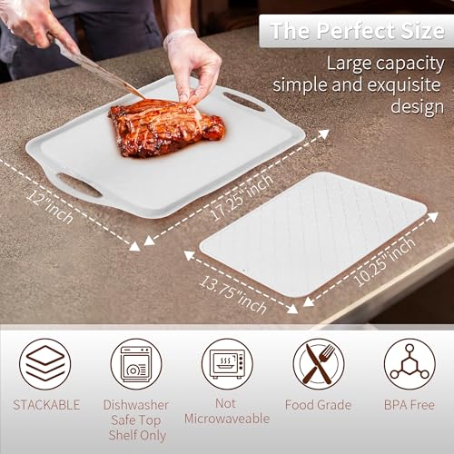 Large White Melamine Serving Tray with Handles (2 Count)