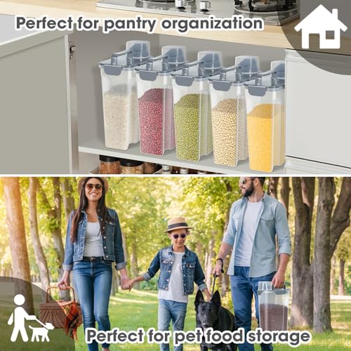 Airtight 10 Lbs Rice Storage Container Pet Dog Cat Food Holder 5 Lbs (Grey-10L)