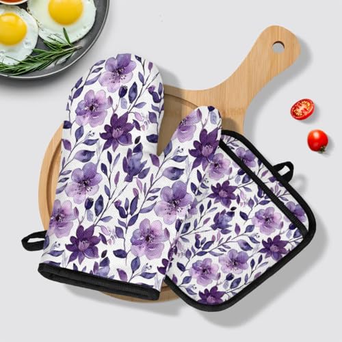 Flower Oven Mitts and Pot Holders Sets (2 Count)