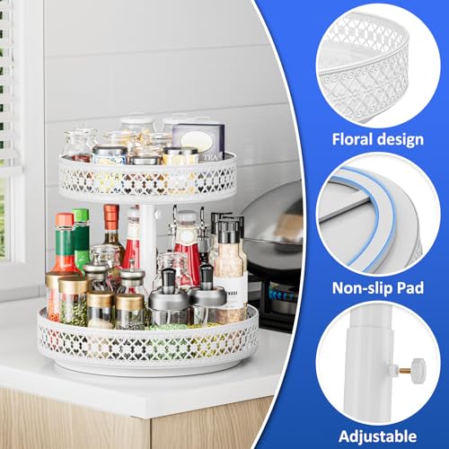 2 Tier Lazy Susan Organizer (2 Tier White)