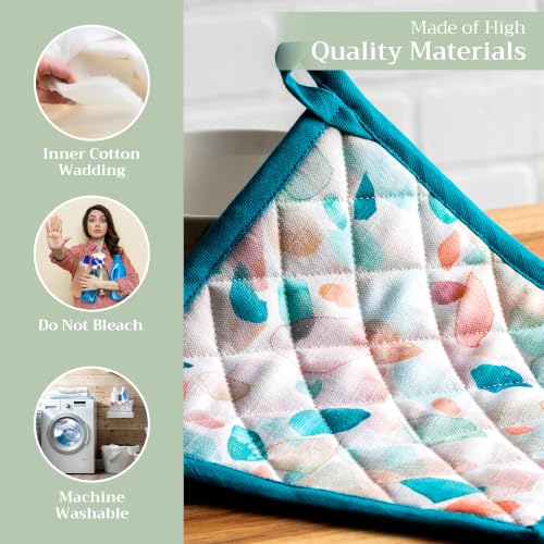 Pot Holders 100% Cotton Potholders (079 - Summer Picnic / 8" x 8" (Pot Holder Pack of 2))