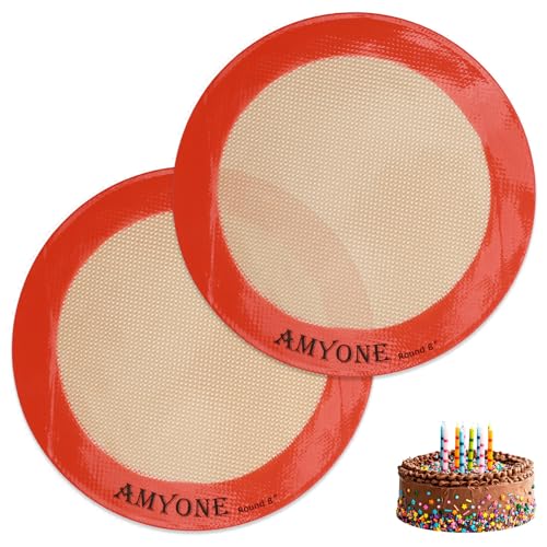 Round Silicone Baking Mats for 8 Inch Cake Pan (Bright Orange / 8"L x 8"W)