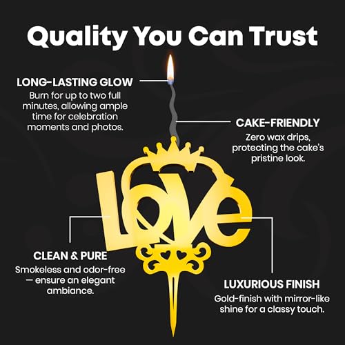 Love Reusable Gold Romantic Cake Candle