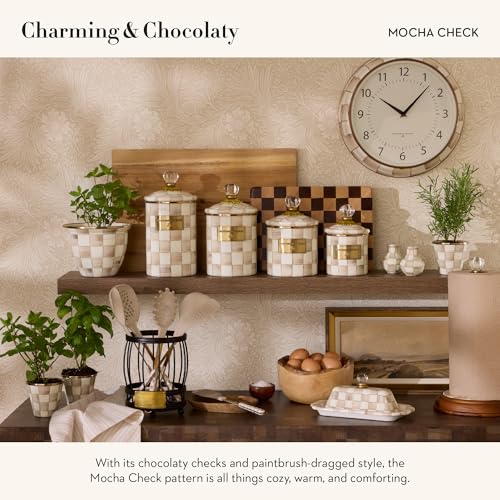 Enamel Herb Pot Set (Mocha Check)