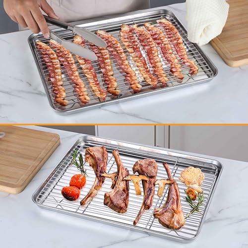 16x12 Inches Stainless Steel Baking Sheet with Wire Cooling Rack