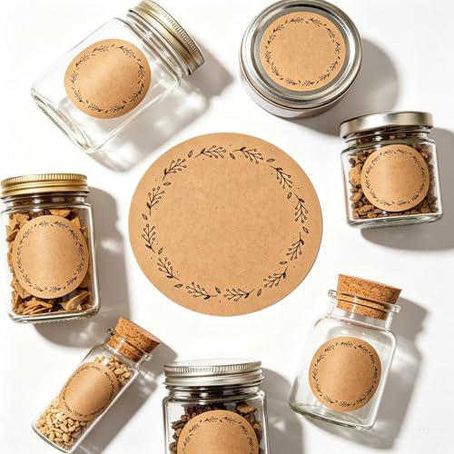 Custom Stickers Round Kraft Paper Labels Personalized with Texts (style 16)