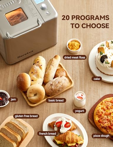 20-in-1 2LB Bread Maker Metal Bread Machine with Dual Heater-Silver (Sliver)