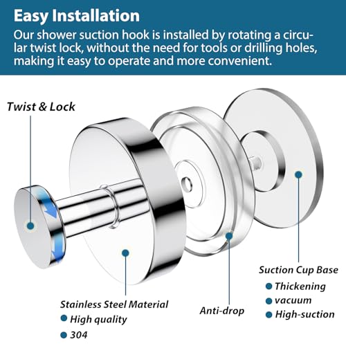 Suction Cup Hooks for Shower (2 Count)