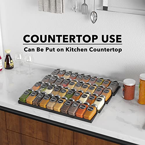 Spice Drawer Organizer with 40 Spice Jars (40 Jars, 18.5" Wide)