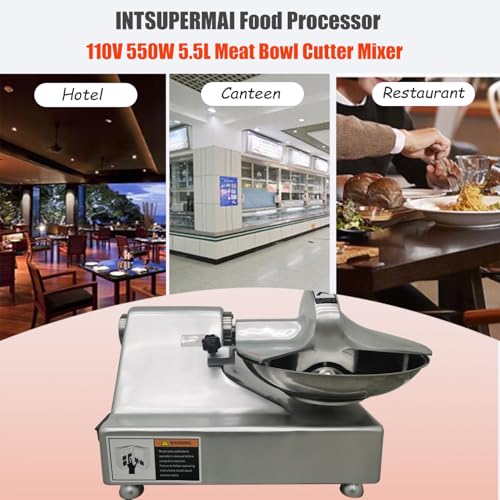 Commercial Food Processor & Vegetable Chopper 5.5L Multifunction Meat Bowl Cutter Mixer & Buffalo Chopper with 304 SS Blade for Meat Vegetable Cutter Processor Machine 110V 550W 120kg