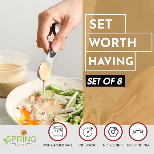 Stainless Steel Magnetic Measuring Spoons Set of 8 (Gray / 1-Pack)