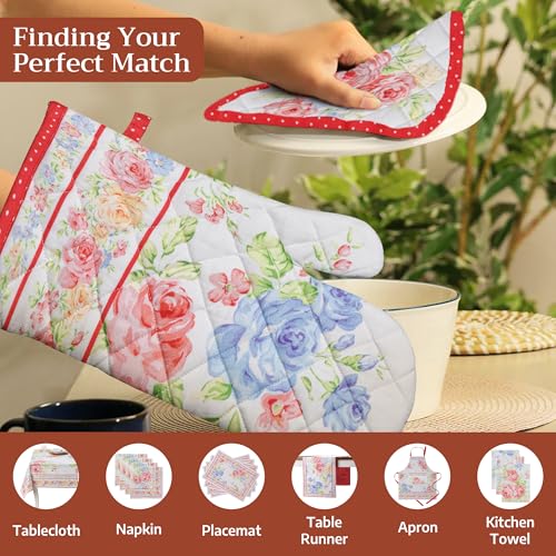 Pot Holders 100% Cotton Potholders (006 - Vintage Floral / 8" x 8" (Pot Holder Pack of 2))