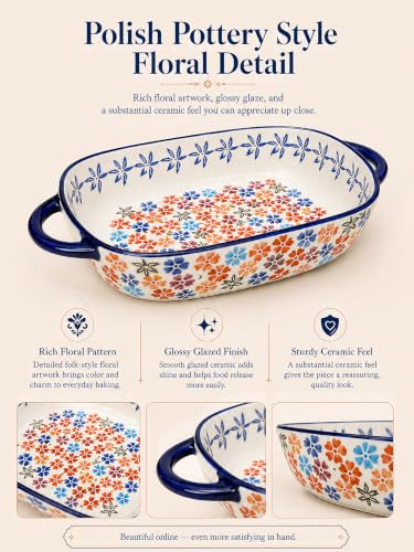 2 Piece Polish Pottery Style Ceramic Baking Dish Set (Citrus Breeze)