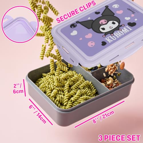 Kuromi Girls Lunch Box 3Pc Set (Purple Kuromi)