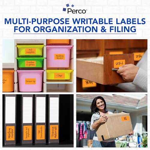 Neon Orange 3x5 Inch Perforated Sticker Labels (Mini Roll / Neon Orange)