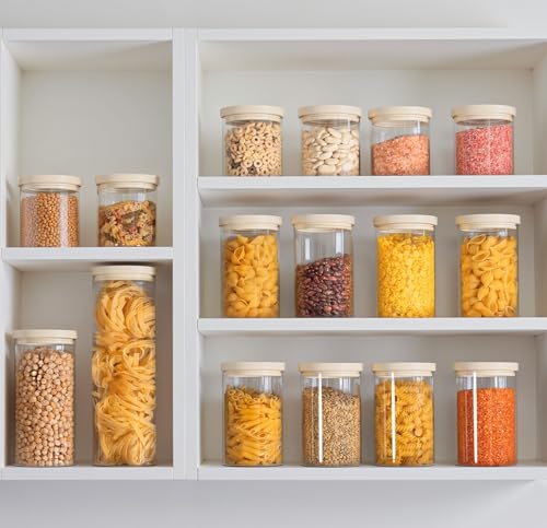 Glass Food Storage Jar with Glass Lid (White-6P-26oz)