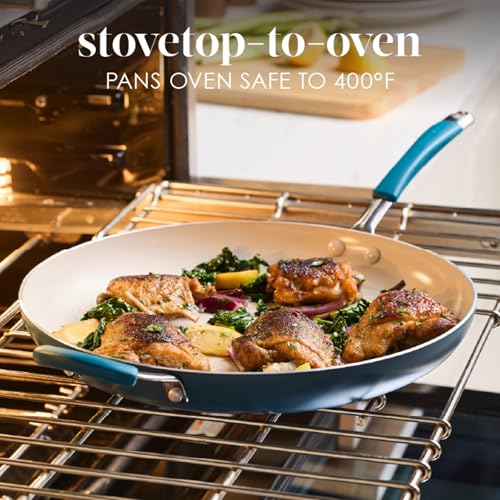Cucina Ceramic Nonstick Frying Pan (Skillet (14") / Marine Blue)