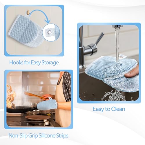 BBQ Gloves & Potholders Set (03: Oven Mitts - Cornflower / Oven Mitt Set - 4 Pack)