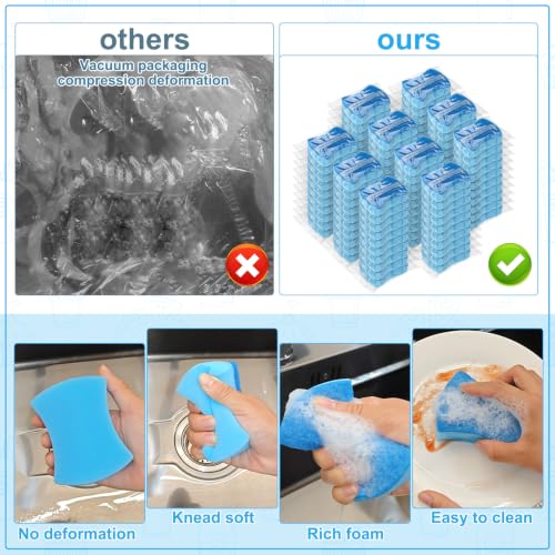 100 Pcs Individually Wrapped Sponges Uncompressed Blue (Blue)