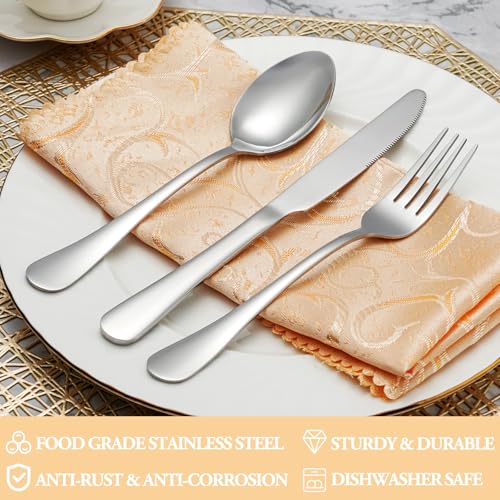 60 Piece Silverware Set Service for 12 (Silver)