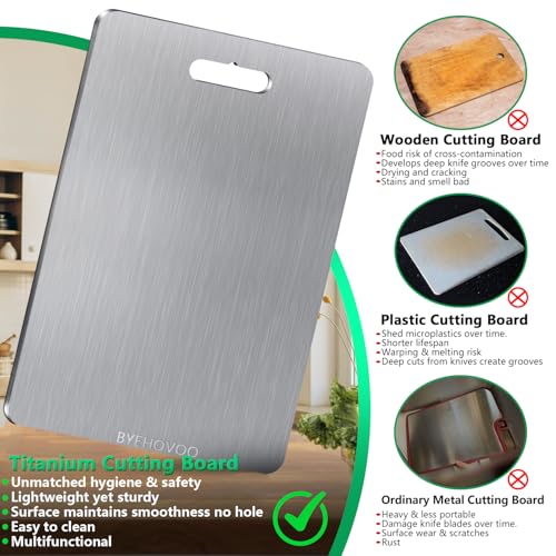 Titanium Cutting Board for Kitchen Set of 3 (Silver / M+L+XL)