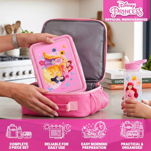 Disney Princess Girls Lunch Box 3Pc Set (Pink Princess)