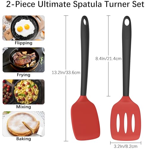 2 Pack Silicone Spatula Set (RedBlack)