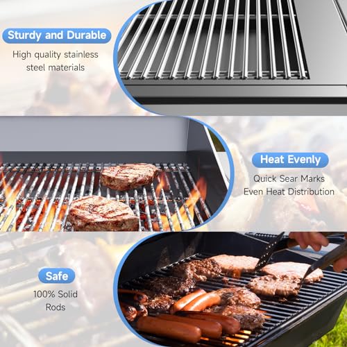 18.7'' x 33.3'' Stainless Steel Cooking Grates for Weber Genesis (18.7''D x 33.75''W)